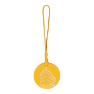 NEW SALVATORE FERRAGAMO embossed palazzo spini feroni leather charm in light yel